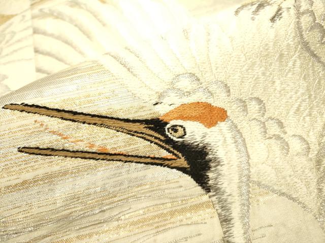 平和屋着物●アンティーク　大正ロマン　全通柄袋帯　刺繍　飛鶴文　金銀糸　正絹　逸品　DAAY2691op 平和屋着物○アンティーク 大正ロマン 全通柄袋帯 刺繍 飛鶴文 金