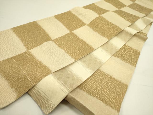 平和屋着物▽両面　全通柄袋帯　スリーシーズン　春夏秋　櫛織　市松　正絹　逸品　DAAY2700op