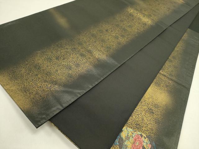 平和屋着物○太鼓柄袋帯 芳薫 黒地 金糸 引箔 正絹 逸品 DAAY2707op