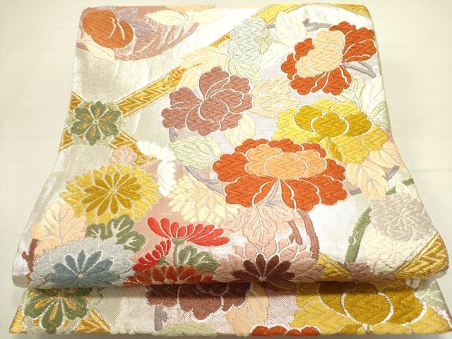 平和屋着物●六通柄袋帯　唐織　草花文　金銀糸　正絹　逸品　DAAY2712op