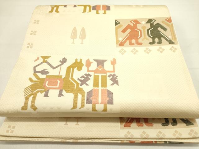 平和屋着物●六通柄袋帯　壁画文様　正絹　逸品　DAAY2720op