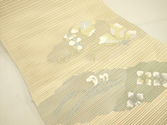 平和屋着物＊夏物 絽綴れ 八寸名古屋帯 葡萄蔦の葉文 金糸 正絹 逸品