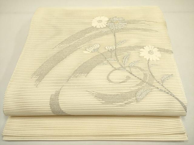 平和屋着物＊夏物　絽綴れ　八寸名古屋帯　菊　金銀糸　正絹　逸品　DAAY2928op