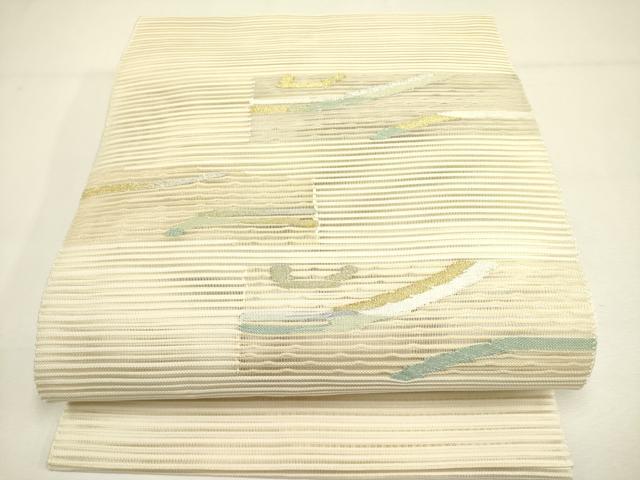 平和屋着物＊夏物　絽綴れ　八寸名古屋帯　抽象文様　金銀糸　正絹　逸品　DAAY2932op