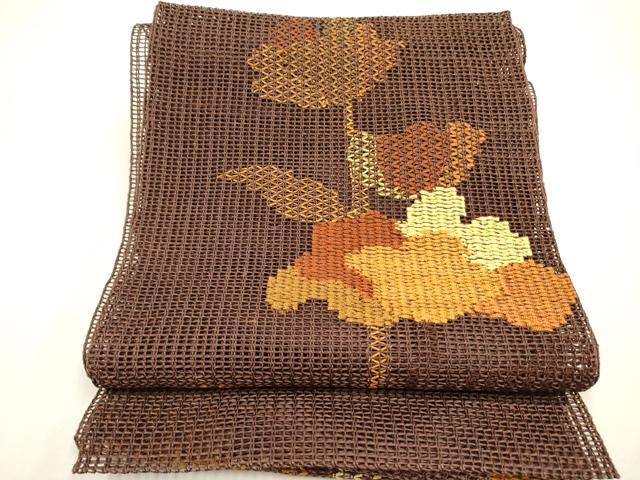 平和屋着物＊夏物　八寸名古屋帯　草花　正絹　逸品　DAAY2944op