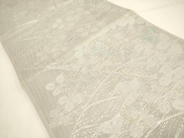 平和屋着物＊夏物　六通柄袋帯　草葉文　銀糸　正絹　逸品　DAAY2961op 平和屋着物＊夏物 六通柄袋帯 草葉文 銀糸 正絹 逸品 DAAY2961op