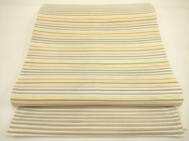 平和屋着物＊夏物　絽綴れ　八寸名古屋帯　横段文　正絹　逸品　DAAY2973op