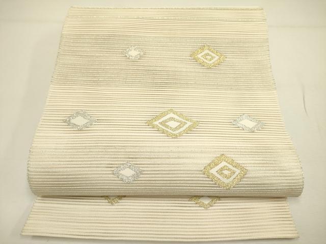 平和屋着物＊夏物　絽綴れ　八寸名古屋帯　菱重ね　金銀糸　正絹　逸品　DAAY2974op