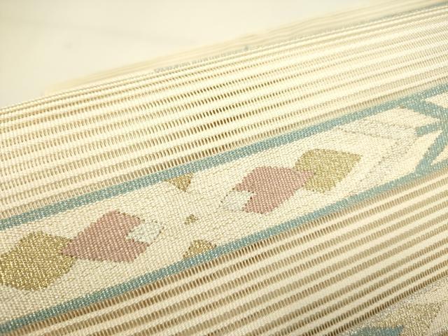 平和屋着物＊夏物　絽綴れ　八寸名古屋帯　抽象文様　金銀糸　正絹　逸品　DAAY2976op 平和屋着物＊夏物 絽綴れ 八寸名古屋帯 抽象文様 金銀糸 正絹 逸品