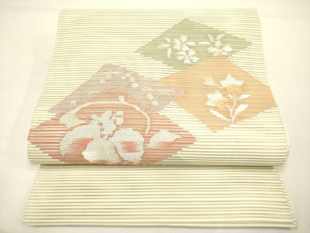 平和屋着物＊夏物　絽綴れ　八寸名古屋帯　花菱文　金銀糸　正絹　逸品　DAAY2987op