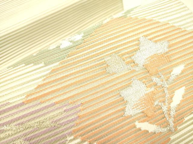 平和屋着物＊夏物　絽綴れ　八寸名古屋帯　花菱文　金銀糸　正絹　逸品　DAAY2987op 平和屋着物＊夏物 絽綴れ 八寸名古屋帯 花菱文 金銀糸 正絹