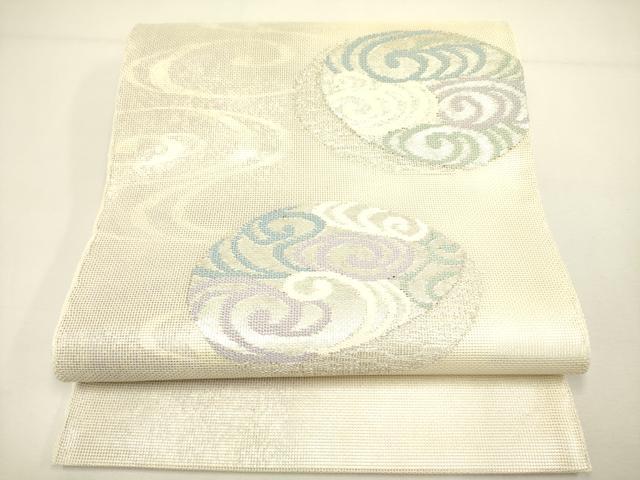 平和屋着物＊夏物　太鼓柄袋帯　流水文　銀糸　正絹　逸品　DAAY2997op