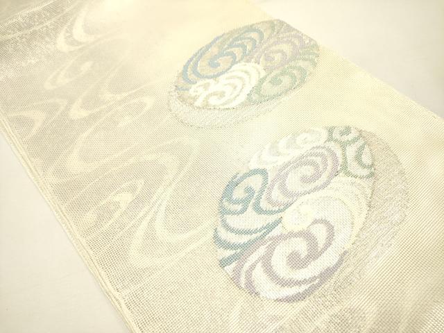 平和屋着物＊夏物　太鼓柄袋帯　流水文　銀糸　正絹　逸品　DAAY2997op_1