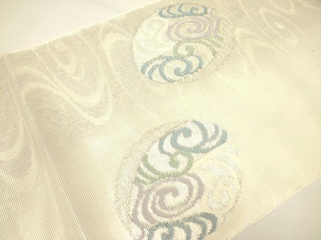平和屋着物＊夏物　太鼓柄袋帯　流水文　銀糸　正絹　逸品　DAAY2997op_5