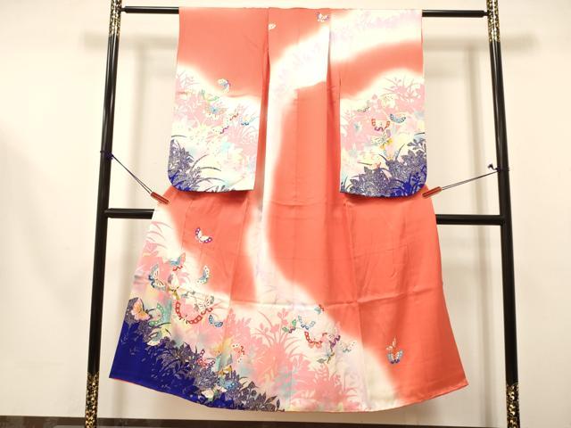 平和屋着物∵女の子　十三参り　子供　祝着　舞蝶文　暈し染め　金彩　逸品　DAAY3063ma