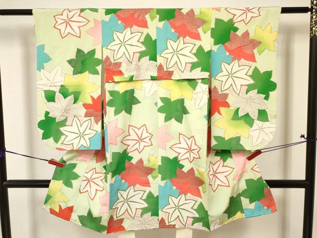 平和屋着物[]アンティーク 大正ロマン 七五三 女の子 3歳 祝着 三つ身 楓