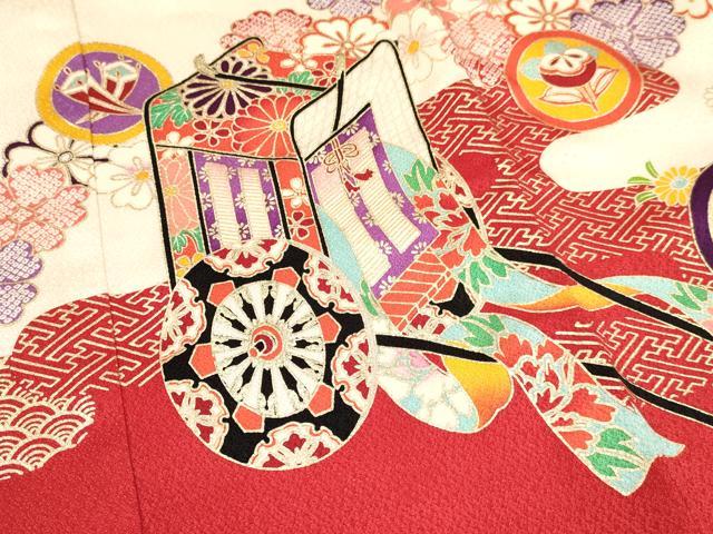 平和屋着物[]七五三　女の子　３歳　祝着　三つ身　絞り　御所車飛鶴花文　暈し染め　金銀彩　逸品　DAAY3100ma
