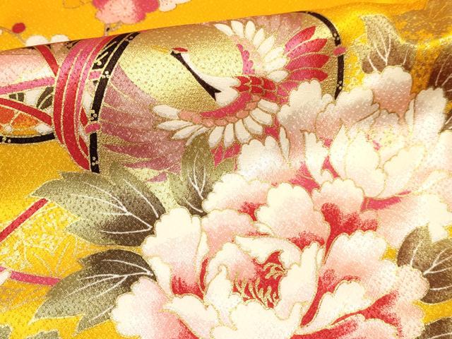 平和屋着物[]七五三　女の子　３歳　祝着　三つ身　長襦袢(単衣・半衿刺繍)セット　熨斗鼓飛鶴花文　金彩　逸品　DAAY3155ma_4