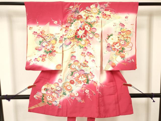 平和屋着物[]お宮参り 女の子 祝着 産着 初着 のしめ 鈴 鴛鴦花蝶文 暈 
