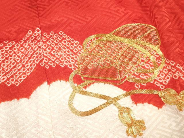 平和屋着物[]お宮参り　女の子　祝着　産着　初着　のしめ　駒刺繍　絞り　花文箱　逸品　DAAY3182ma_4