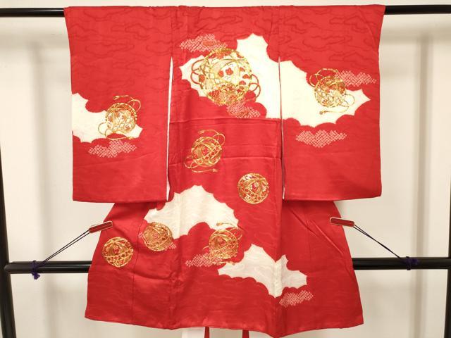 平和屋着物[]お宮参り　女の子　祝着　産着　初着　のしめ　駒刺繍　絞り　鞠花文　逸品　DAAY3230ma