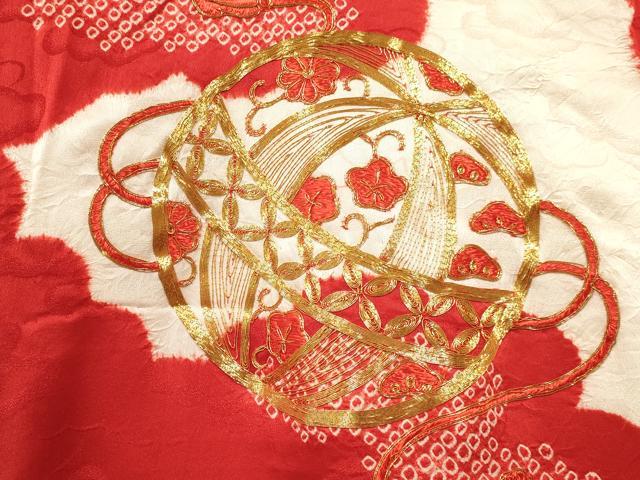 平和屋着物[]お宮参り　女の子　祝着　産着　初着　のしめ　駒刺繍　絞り　鞠花文　逸品　DAAY3230ma_3