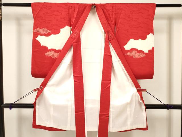 平和屋着物[]お宮参り　女の子　祝着　産着　初着　のしめ　駒刺繍　絞り　鞠花文　逸品　DAAY3230ma_1