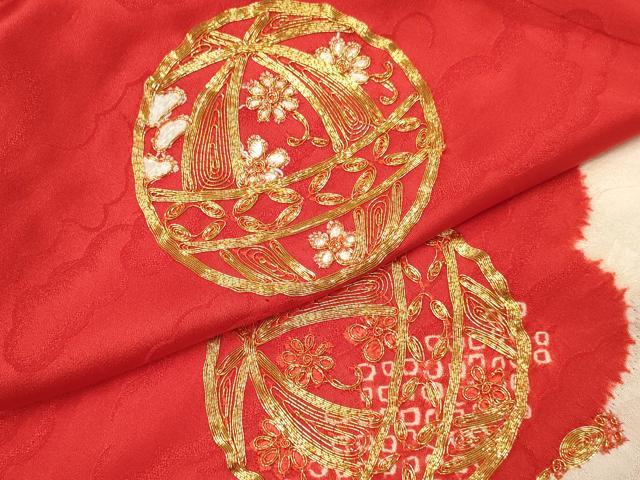 平和屋着物[]お宮参り　女の子　祝着　産着　初着　のしめ　駒刺繍　絞り　鞠花文　逸品　DAAY3230ma_5