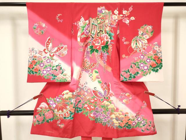 平和屋着物[]七五三 女の子 3歳 祝着 三つ身 長襦袢(袷)セット 鞠
