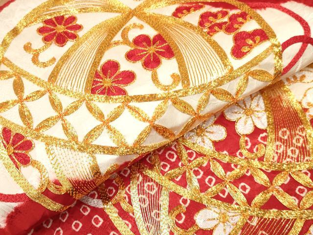 平和屋着物[]七五三　女の子　３歳　祝着　三つ身　駒刺繍　絞り　鞠花文　逸品　DAAY3283ma_3