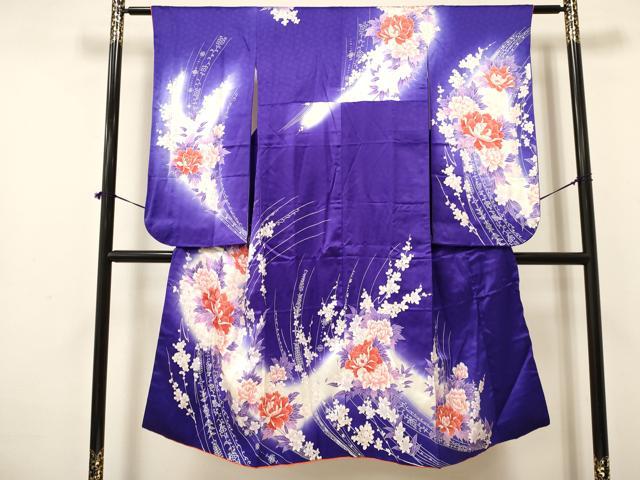 平和屋着物[]七五三　女の子　７歳　祝着　四つ身　牡丹花文　暈し染め　金彩　逸品　DAAY3298ma
