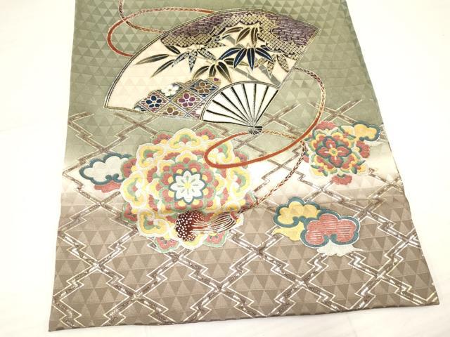 平和屋着物[]お宮参り　男の子　祝着　産着　初着　のしめ　駒刺繍　鷹　鷲　鼓花松文　暈し染め　金銀彩　逸品　DAAY3370ma