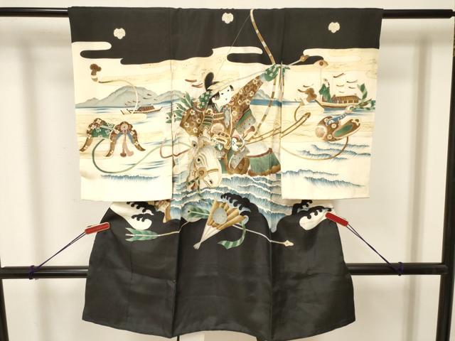 平和屋着物[]お宮参り　男の子　祝着　産着　初着　のしめ　刺繍　流鏑馬　金彩　逸品　DAAY3448ma
