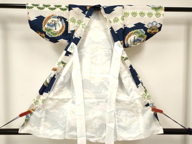 平和屋着物[]七五三 男の子 祝着・被布セット 飛鶴宝尽くし笠松文 逸品