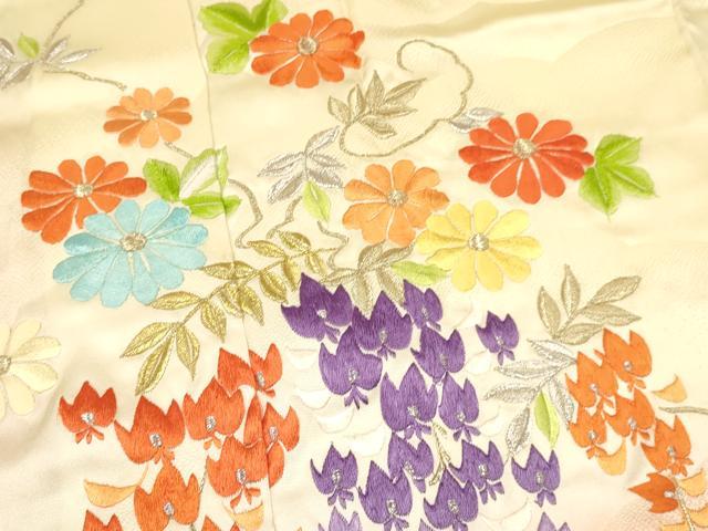 平和屋着物[]七五三　女の子　７歳　祝着　四つ身　総刺繍　菊花文　暈し染め　金銀糸　逸品　DAAY3516ma
