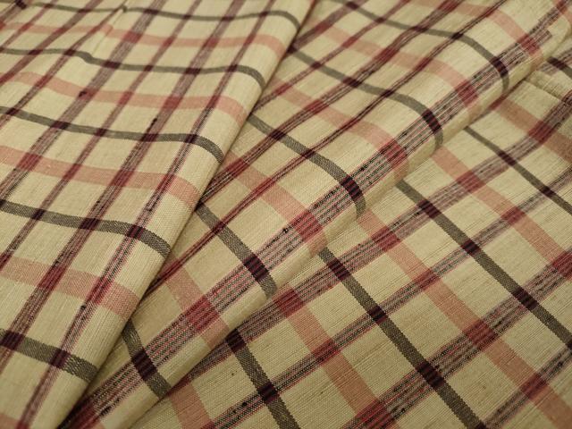 平和屋着物●上質な紬　格子文　正絹　逸品　DAAY5007ud