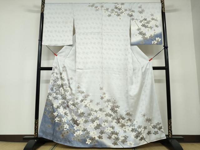 平和屋着物●訪問着　枝花文　暈し染め　金彩　正絹　逸品　DAAY5039ud