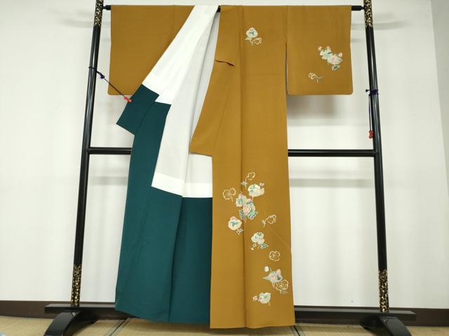 平和屋着物●訪問着　作家物　草花文　金彩　正絹　逸品　DAAY5040ud