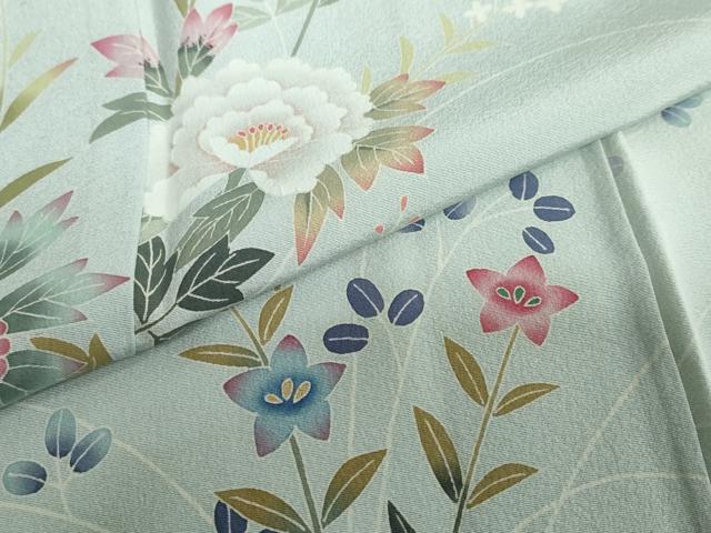 平和屋着物●本加賀友禅作家　金丸充夫　訪問着　草花文　暈し染め　正絹　逸品　DAAY5069ud 平和屋着物○本加賀友禅作家 金丸充夫 訪問着 草花文 暈し