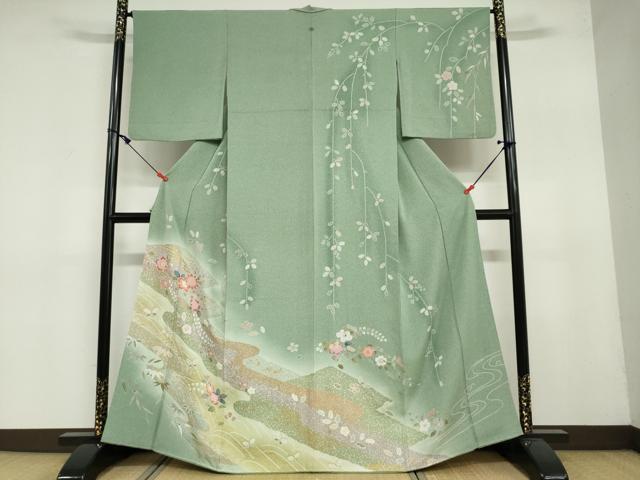 平和屋着物●訪問着　道長花蝶文　暈し染め　金彩　正絹　逸品　DAAY5070ud