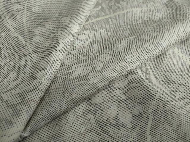 平和屋着物●本場大島紬　9マルキ　白大島　草花文　正絹　逸品　未使用　DAAY5101ud