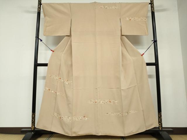 平和屋着物●訪問着　敷松葉草花文　金彩　正絹　逸品　DAAY5142ud