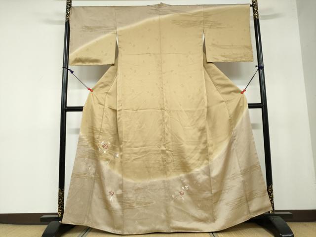 平和屋着物●訪問着　刺繍　草花文　暈し染め　金彩　三越扱い　正絹　逸品　未使用　DAAY5144ud