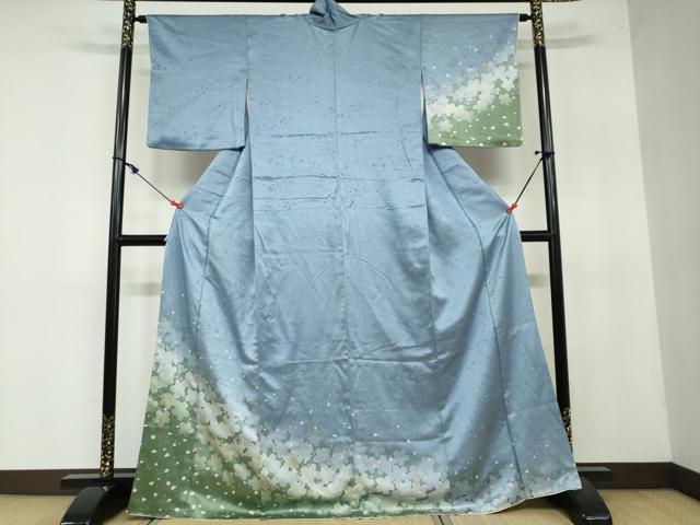 平和屋着物●訪問着　作家物　舞花シルエット　金彩　正絹　逸品　DAAY5152ud