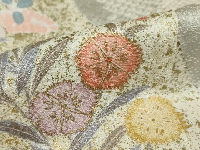 平和屋着物○訪問着 絞り 道長草花文 金彩 正絹 逸品 DAAY5175ud