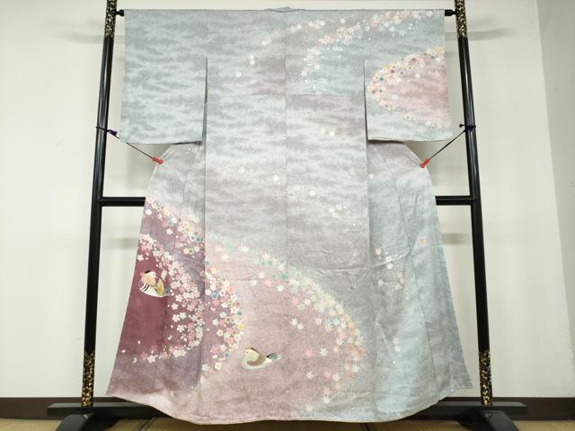 平和屋着物●訪問着　友禅　作家物　花鳥文　暈し染め　正絹　逸品　DAAY5179ud