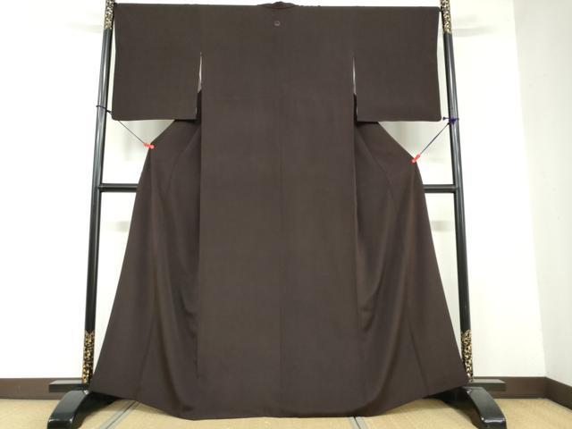 平和屋着物●江戸小紋　万筋　赤墨色×漆黒色　正絹　逸品　DAAY5188ud 平和屋着物○江戸小紋 万筋 赤墨色×漆黒色 正絹 逸品 DAAY5188ud