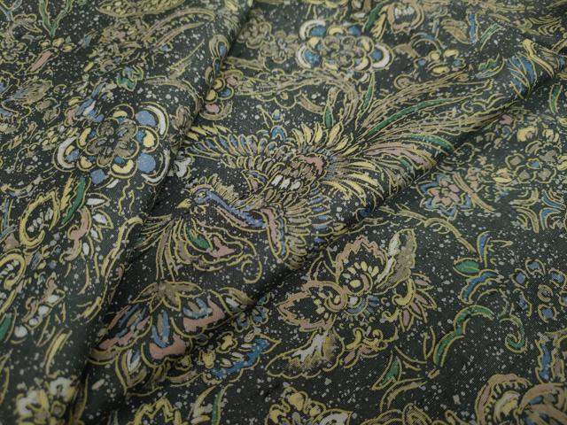 平和屋着物●上質な小紋　紬地　更紗花鳥文　正絹　逸品　DAAY5204ud