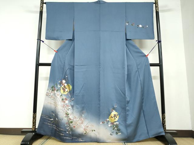 平和屋着物●訪問着　雪輪草花文　暈し染め　金彩　正絹　逸品　DAAY5233ud