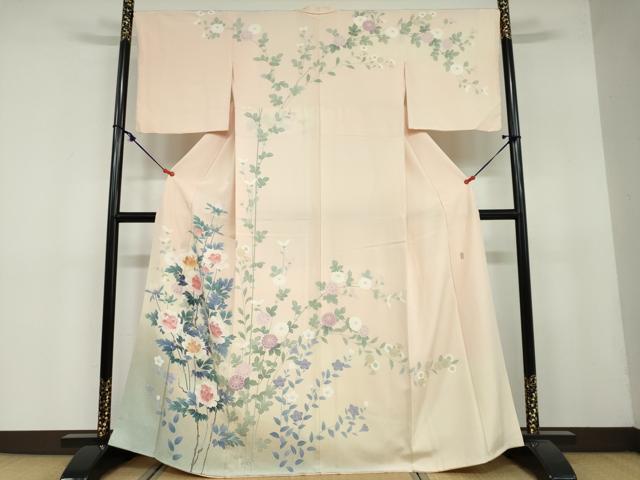 平和屋着物●訪問着　友禅　作家物　枝花文　暈し染め　正絹　逸品　DAAY5271ud